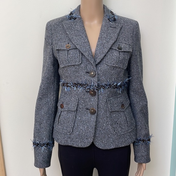 Worth size 2 tweed blazer blue brown - Picture 1 of 12